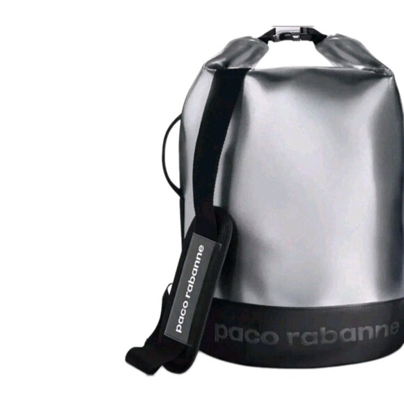 Paco Rabanne Invictus Metallic Silver Dry Backpack Weekend Unisex Cross Body Bag - Picture 1 of 7